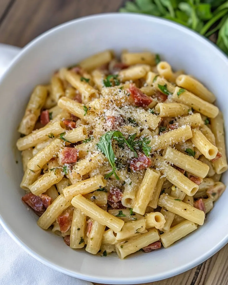 Classic Ziti Carbonara with Salami image