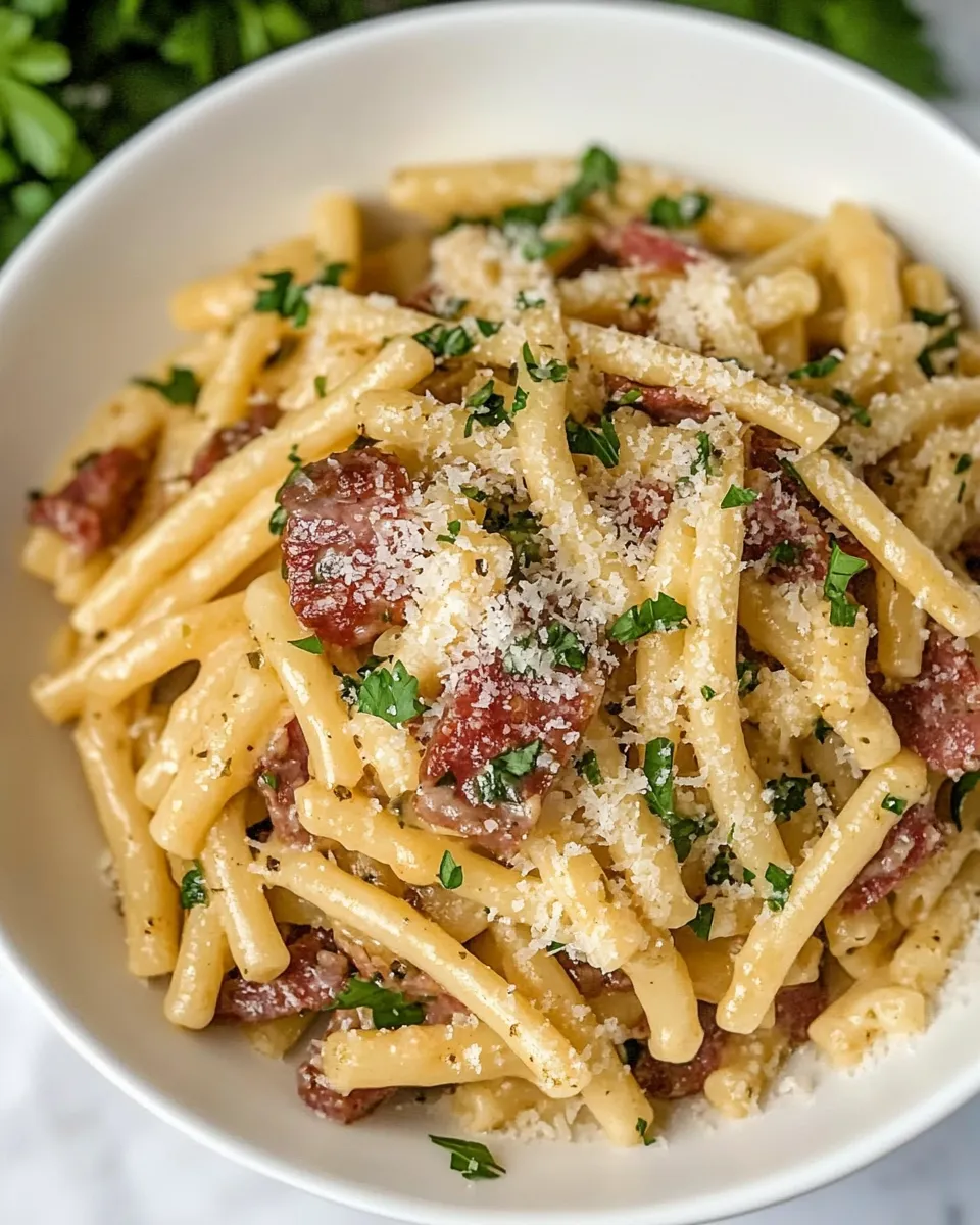 Easy Ziti Carbonara with Salami recipe photo